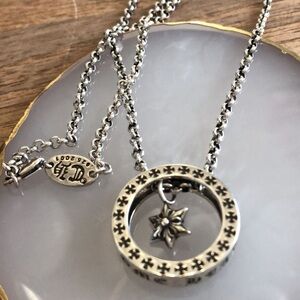 Silver Pendant Necklace with hanging Charm 925 cross star new unisex